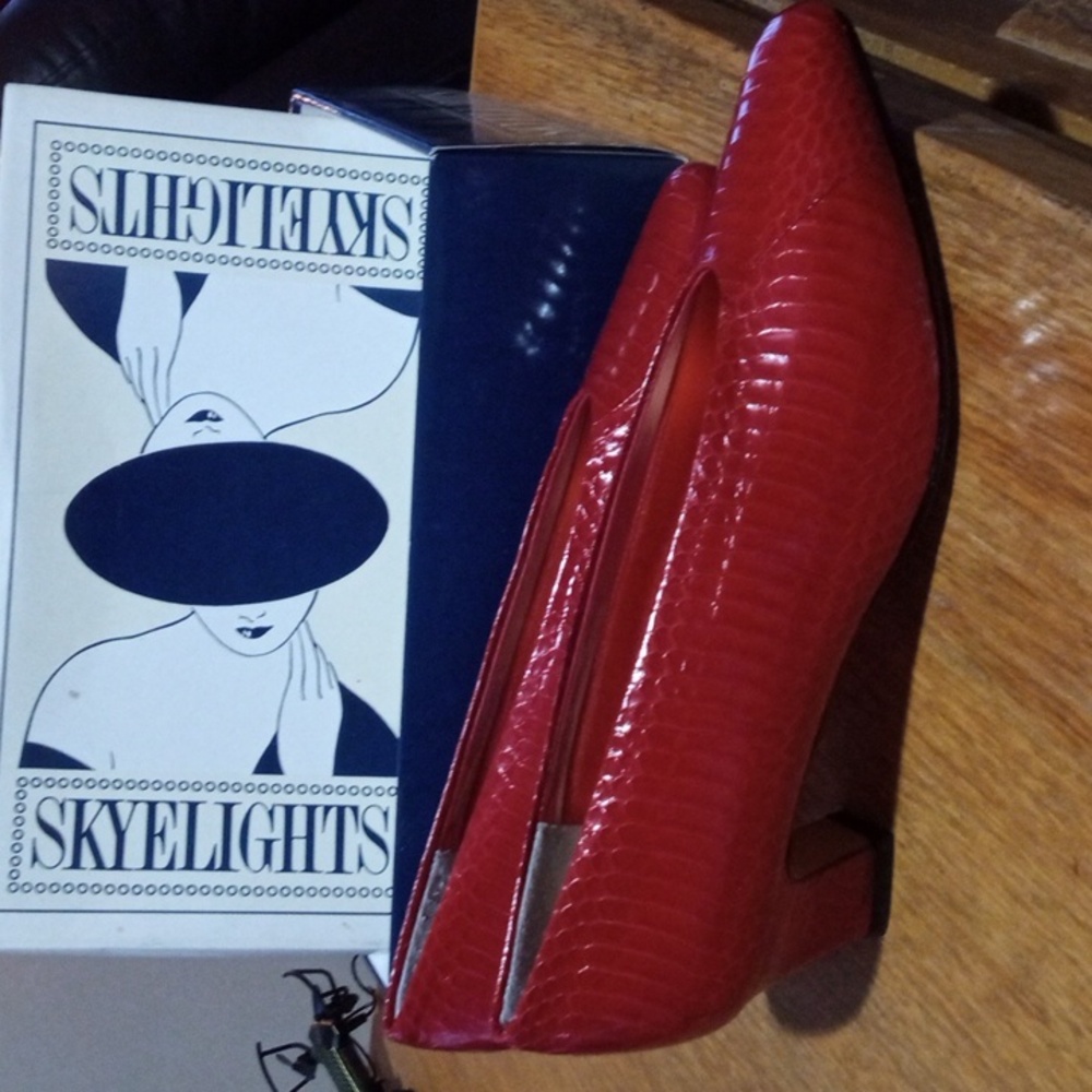 Skyelights Women's Red Snakeskin Heels, Size 10
